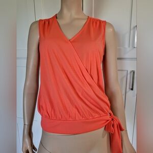 Worthington Blouse Top Sleeveless Faux Wrap /Faux Side Tie NWT S